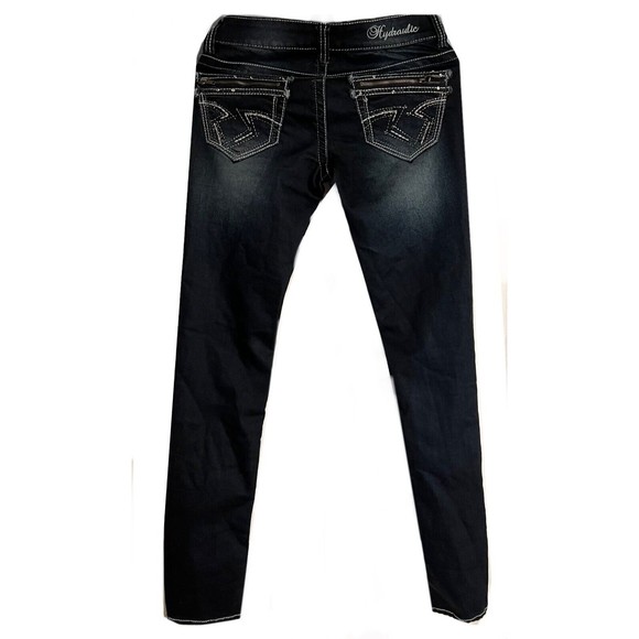 HYDRAULIC  Dark Wash Size 1/2 Skinny Leg Denim Jeans Zip back pockets - Picture 3 of 8